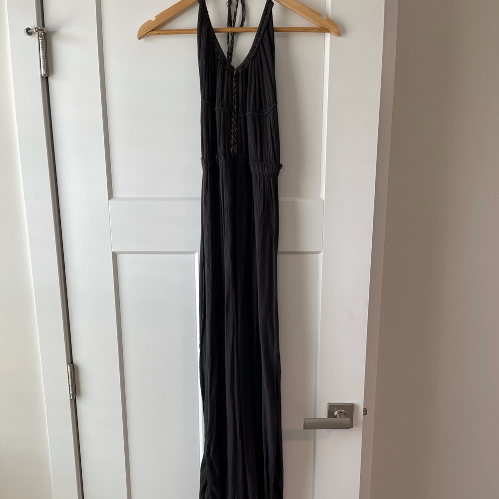 Free People charcoal gray gauzy jumpsuit